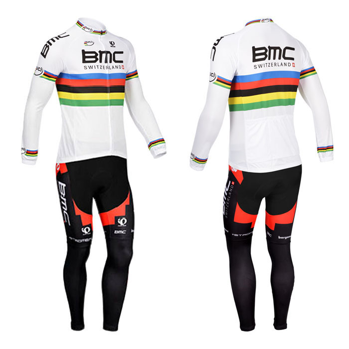 2013 Maillot BMC mangas largas Blanc